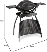 Weber Q1400 Elektrogrill mit Stand, 43 x 32cm Grillfäche, portabler BBQ Grill, 2-geteilter porzellanemaillierter Guss-Grillrost, Aluminiumguss Deckel