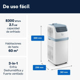 Pinguino Compact PAC ES72 YOUNG Aire Acondicionado Portátil 8.300 BTU/h, 2,1 kW, hasta 60m³, Función Deshumidificador y Ventilación, Temporizador 24