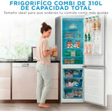 Midea Frigorífico Combi No Frost | 60 cm ancho x 188 alto cm | Inox | Nevera libre instalación 224 L + 86 L Congelador - Refrigerador de bajo consumo