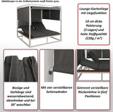 Mendler Aluminium Lounge-Gartenliege HWC-M63b, XL Sonnenliege Daybed, 10cm-Polster 200cm - weiß Polster grau