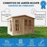 TIMBELA Caseta de jardín de Madera de 6 m2 - Cobertizo Jardin Exterior con Suelo, Ventana, Puerta Doble - Cabaña de jardín para Trabajar en casa - con