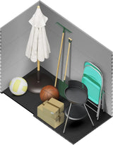 Wasabi - Caseta de Resina Jardín Unit 1.4 – Ventana Luz Natural - Suelo Incluido - Paneles 12mm de Espesor - Gris Blanco - Cobertizo PVC Almacenaje