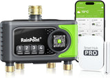 RAINPOINT Bewässerungscomputer WLAN mit 4 Ausgängen, Messing Ein- und Ausgang, Bewässerungsuhr 4 Zonen mit wetter- & bodenbasierter Steuerung, App- &
