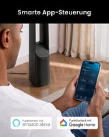 Pro Breeze 101cm rotorloser Ventilator - Smart Home Ventilator mit WLAN, Fernbedienung, LED Display, 6 Geschwindigkeiten - Turmventilator sehr leise,