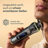Rasierer i9000 Prestige Ultra, Nass- und Trockenrasierer für Herren, adriatic, Druck- und Bewegungssensor, 5+1 Bartstyler, Reinigungsstation, UV-