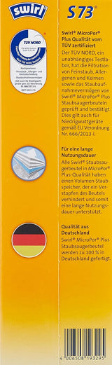Siemens Staubsauger mit Beutel Q5.0 Extreme silencePower VSQ5X1230, Bodenstaubsauger, 850 W, schwarz & Swirl S 73 MicroPor Plus Staubsaugerbeutel, 4