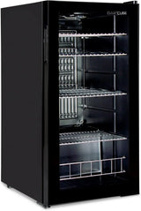 °CUBES Getränkekühlschrank 90L mit Glastür & 4 variablen Ablagen | Kompakter Flaschenkühlschrank, perfekt für zu Hause, Büro, Partys & Gastro |