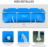 Outsunny Piscina Desmontable Tubular 252x152x65 cm con Depuradora de Cartucho 1200L/H Piscina Rectangular de Exterior para Adultos y Niños 2163L Azul