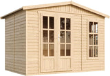 TIMBELA Caseta de jardín de Madera de 6 m2 - Cobertizo Jardin Exterior con Suelo, Ventana, Puerta Doble - Cabaña de jardín para Trabajar en casa - con