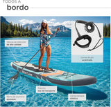 tectake Tabla de Paddle Surf Hinchable, Incluye Remo 2 en 1, Asiento de Kayak, Bomba de Aire, Mochila de Transporte, Stand Up Paddle, Accesorios