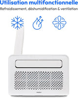 MEDION Smart Climatiseur Split P502 (5000 BTU, 3-en-1, Refroidir, Déshumidification, Ventilation, pour caravane, camping-car, kit de joint de fenêtre,
