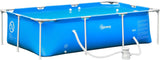 Outsunny Piscina Desmontable Tubular 252x152x65 cm con Depuradora de Cartucho 1200L/H Piscina Rectangular de Exterior para Adultos y Niños 2163L Azul