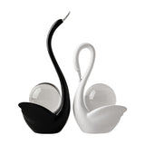 Modern Ceramic Swan Figurine with Glass Sphere Decorative Sculpture for Home Tabletop Decor