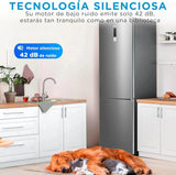 Midea Frigorífico Combi No Frost | 60 cm ancho x 188 alto cm | Inox | Nevera libre instalación 224 L + 86 L Congelador - Refrigerador de bajo consumo