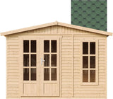 TIMBELA Caseta de jardín de Madera de 6 m2 - Cobertizo Jardin Exterior con Suelo, Ventana, Puerta Doble - Cabaña de jardín para Trabajar en casa - con