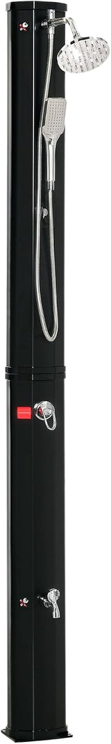 Outsunny Ducha Solar de Exterior 35 L con 2 Cabezales de Ducha y Grifo para Agua Caliente 0-55°C Ducha de Jardín para Piscina Playa Patio
