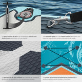 tectake Tabla de Paddle Surf Hinchable, Incluye Remo 2 en 1, Asiento de Kayak, Bomba de Aire, Mochila de Transporte, Stand Up Paddle, Accesorios