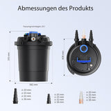 Wiltec CPF-250 Druckteichfilter 10.000 l/h / 11 W UVC Einheit, Teichdruckfilter für Teiche bis 10.000 Liter, Teichklärer, Filteranlage
