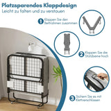 Sonnewelt Klappbett 90x200cm mit 13cm Dicke und Rollen