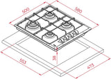 TEKA Placa de Gas Butano, 60 cm, 4 Fuegos, Mandos Ergonómicos, Seguridad Termopar, Parrillas Esmaltadas, HLX 640 KL