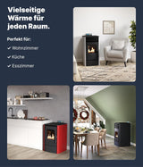 NEMAXX P12 Pelletofen 13,6 kW A+ bis 300 m³ – Auto-Reinigungszyklus, ECO-Modus, Wochenprogramm & mechanische Reinigungsunterstützung – Rot